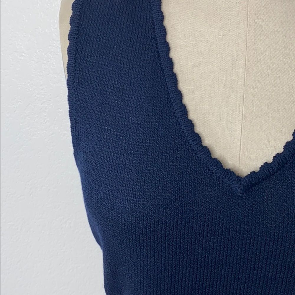 Vintage St. John navy blue knit retro mod top P S - Picture 3 of 9